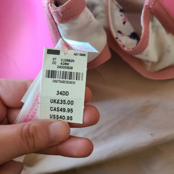 NWT 34DD Pink Date Racerback Push-Up with Rose Gold Hardware - Picture 6 of 12